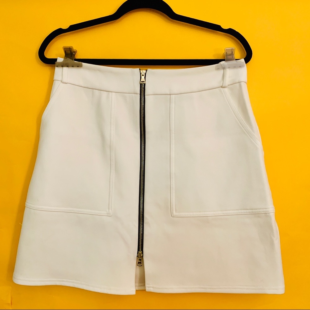 River Island White Zipper Skirt
